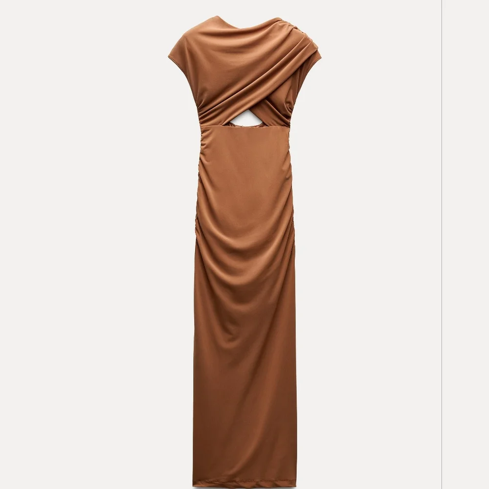 ZARA DRAPED CUT OUT DRESS - Picture 1 of 15